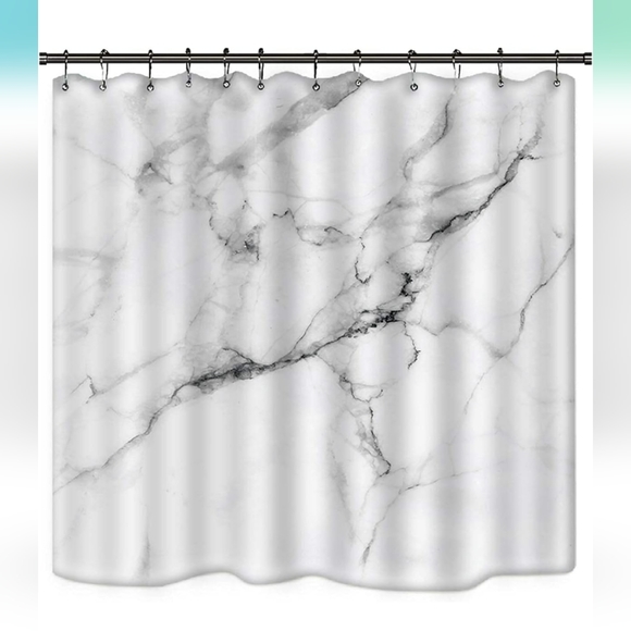 Marble Print (White, Black, Gray) Shower Curtain 72" x 72" - Picture 2 of 7